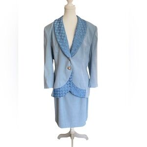 Ivana women’s skirt suit braided collar detail sz 14 Barbiecore Classiccore blue